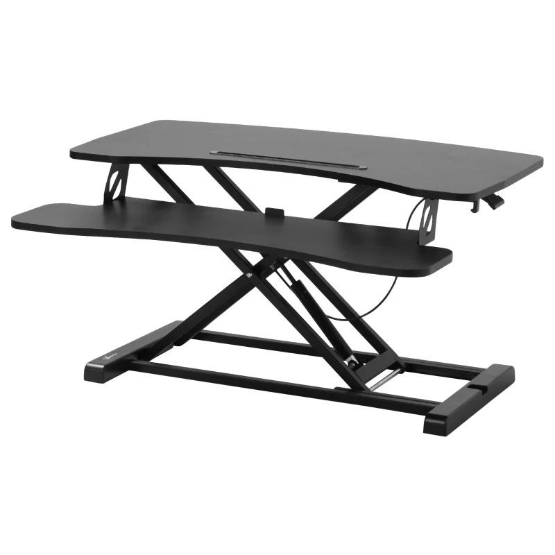 Vinsetto Standing Desk Converter 33 Inches Stand up Desk Riser, Height Adjustable Home Office Table with Keyboard Tray for PC Computer Laptop Black