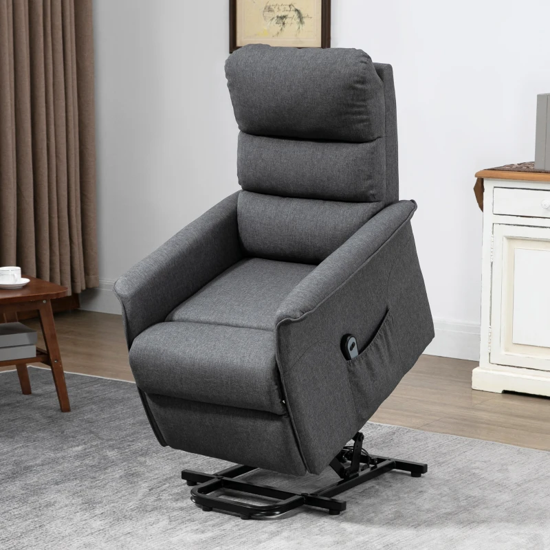 HOMCOM Lift Chair for Elderly, Power Chair Recliner with Remote Control, Side Pockets for Living Room, Grey