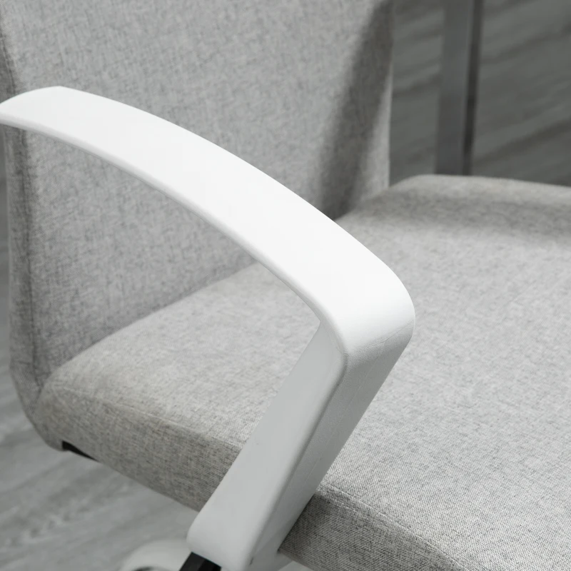 Vinsetto Linen Mid Back Office Chair With Tilt Function, Swivel Computer Chair, Light Grey