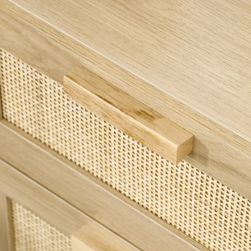 HOMCOM Boho Design Nightstand Set of 2, Side End Table with 2 Drawers for Living Room, Bedroom