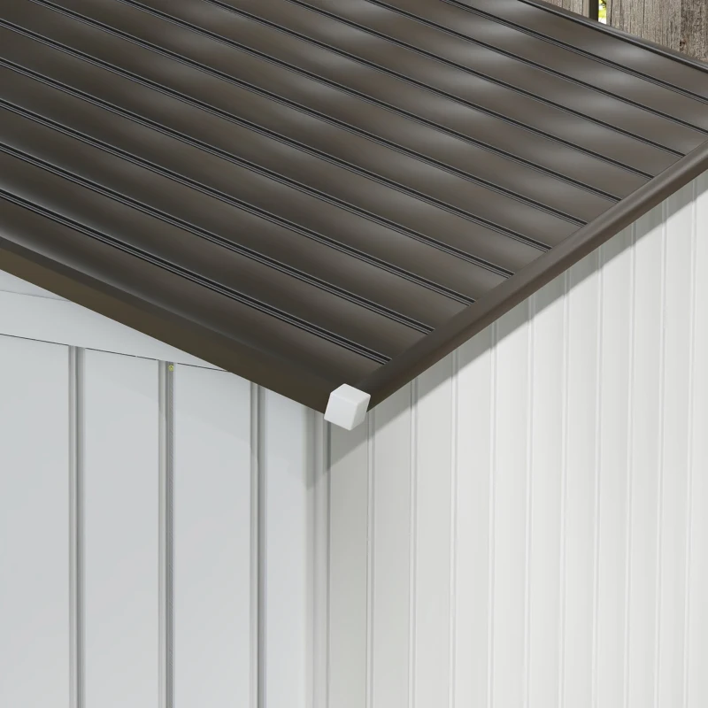 Outsunny 7'x 4'x 6' Garden Tool Shed Metal Storage Shed w/ Foundation Kit and Double Doors Silver