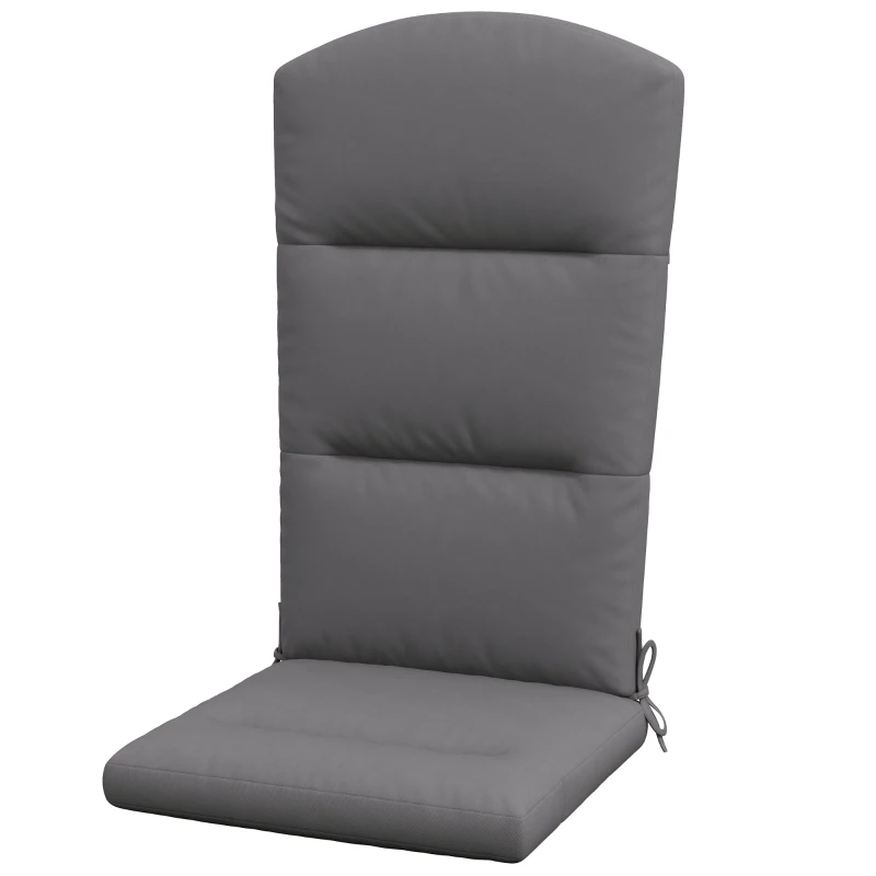 Outsunny Patio Chair Cushion for Adirondack Chairs Replacement Cushion with Back and Ties, Grey