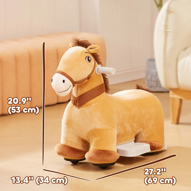 Qaba 6V Battery Powered Kids Ride on Animal Toy, Electric Ride on Horse with Music Forward, Brown