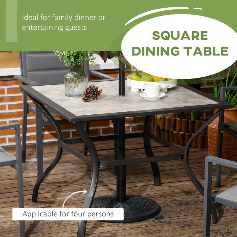 Outsunny Square Outdoor Dining Table, Garden Table with PC Board Tabletop for Patio, Backyard, Poolside, Grey