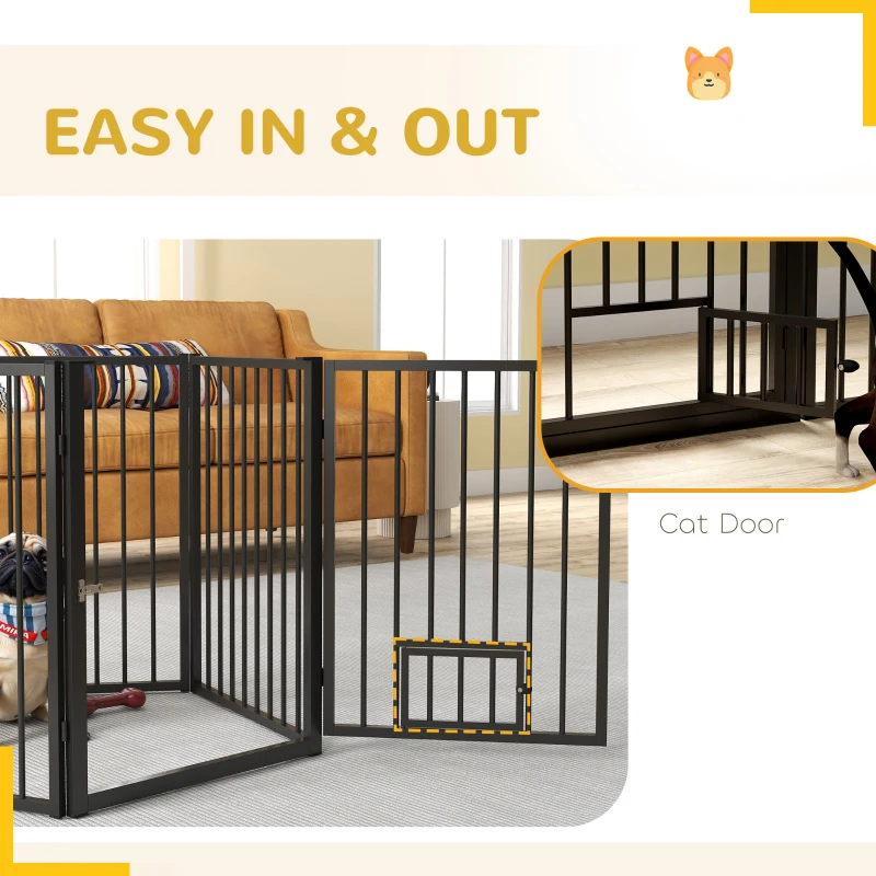 PawHut 5 Panels Dog Playpen, Foldable Portable Pet Playpen with Door, for Small & Medium Dogs, 30"H