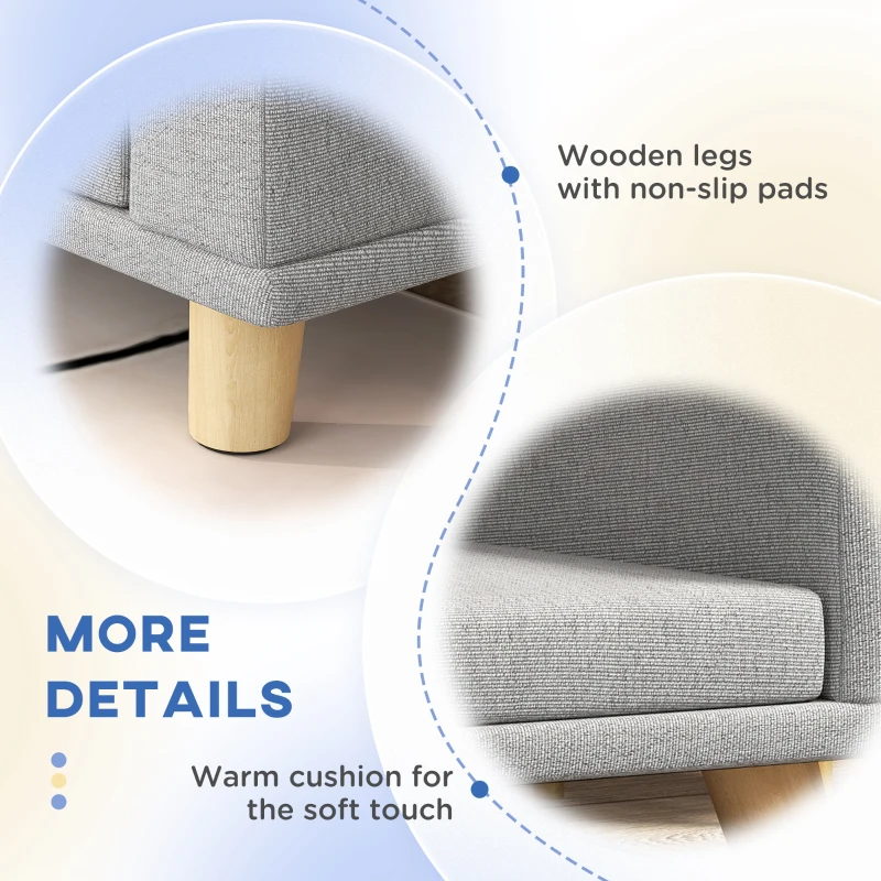 PawHut Dog Sofa for Large Dogs with Washable Cover, Anti-slip Foot Pads, Grey