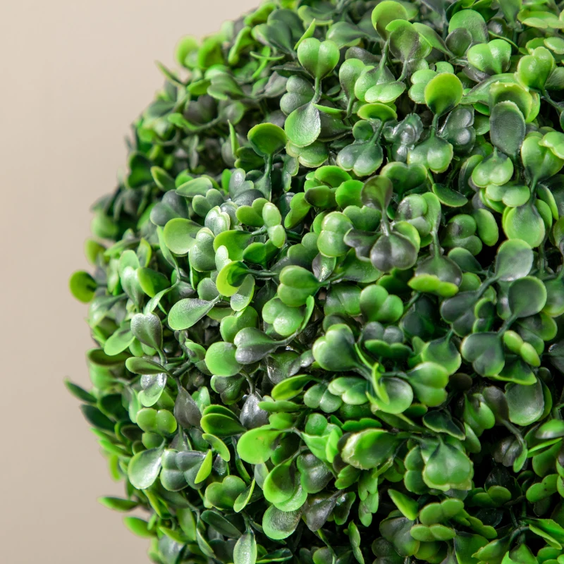 HOMCOM 2ft Artificial Plants Boxwood Ball Trees Set of 2 Fake Trees in Pot for Indoor Outdoor Green