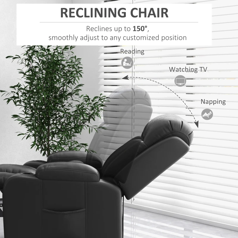 HOMCOM Electric Lift Chair for Elderly, Power Recliner with Footrest, Remote Control, Cup Holders for Living Room, Grey