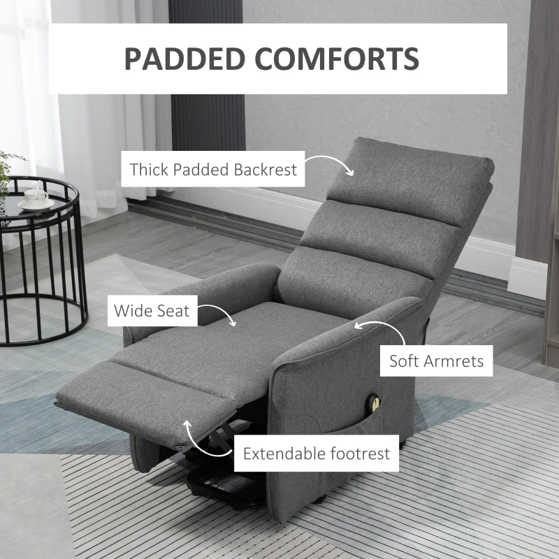 HOMCOM Lift Chair for Elderly, Power Chair Recliner with Remote Control, Side Pockets for Living Room, Dark Grey