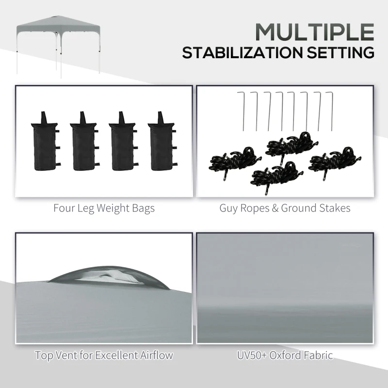 Outsunny 10' x 10' Pop Up Gazebo, Foldable Canopy Tent with Carrying Bag with Wheels, 4 Leg Weight Bags, Mesh Sidewalls and 3-Level Adjustable Height for Garden Patio Party, Grey