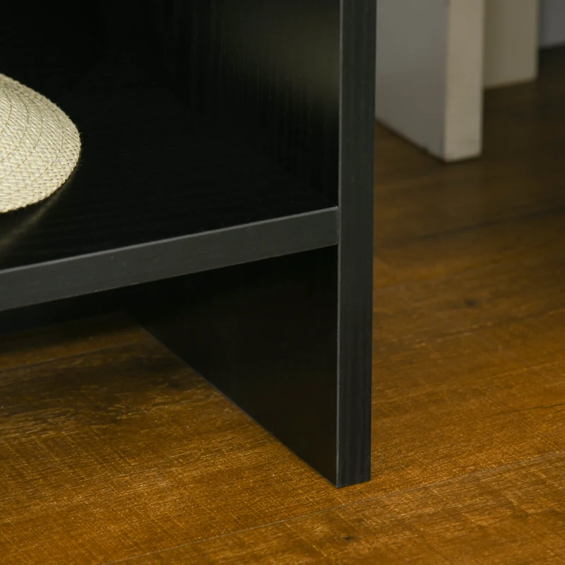 HOMCOM 2 Pieces Nightstands, Boho Bedside Tables with Drawer and Storage Shelf for Bedroom, Living Room, Black