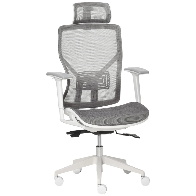 Vinsetto Ergonomic Office Chair with 360° , Wheel, Mesh Back, Adjustable Height & 3D Armrest for Home Office, Grey