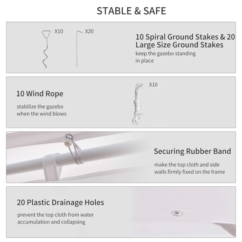 Outsunny 29x21ft High Peak Decagonal Wedding Event Party Tent Gazebo Canopy w/ 10 Removable Walls White