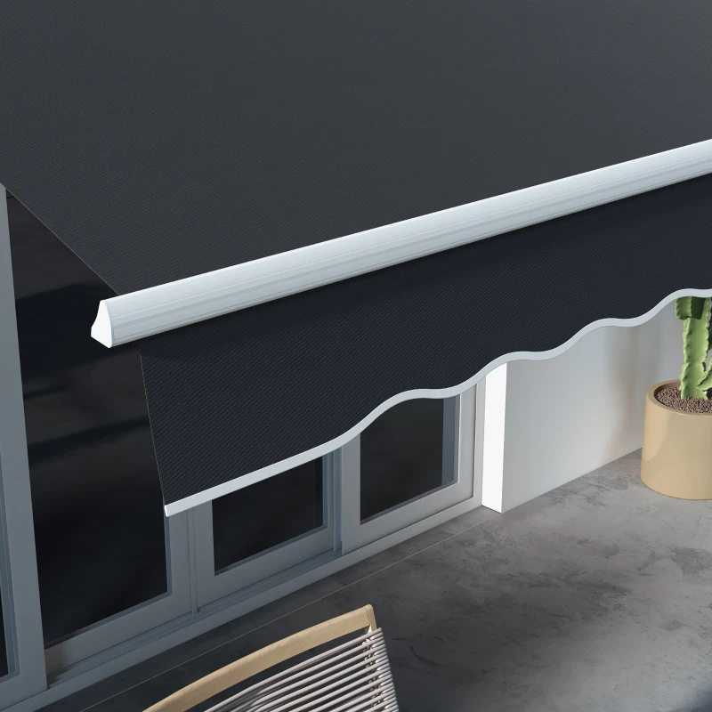 Outsunny 10' x 6.5' Manual Retractable Awning with LED Lights, Aluminum Frame Sun Canopies for Patio Door Window, Dark Grey