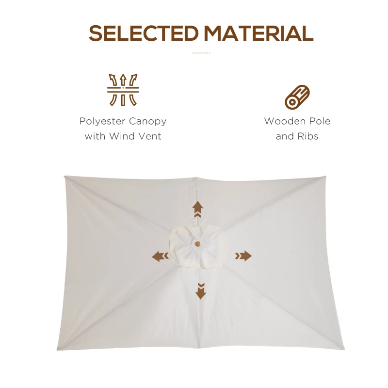 Outsunny Patio Umbrella Market Patio Sun Umbrella Rectangle Cream White