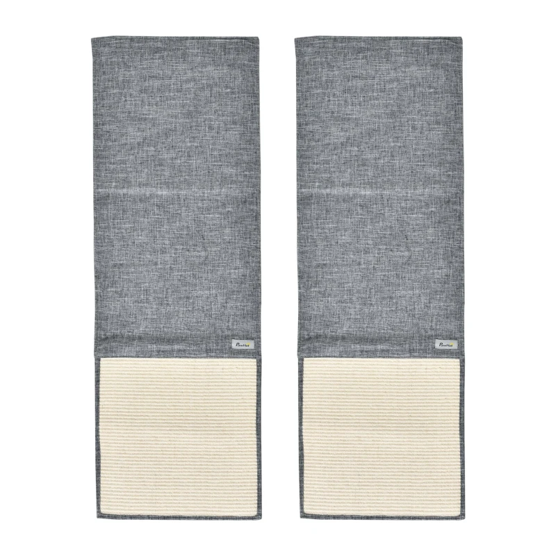 PawHut 2PCs Cat Scratching Pad Board Mat Blanket Kitten Scratcher 51.25" x 17.75" - Grey