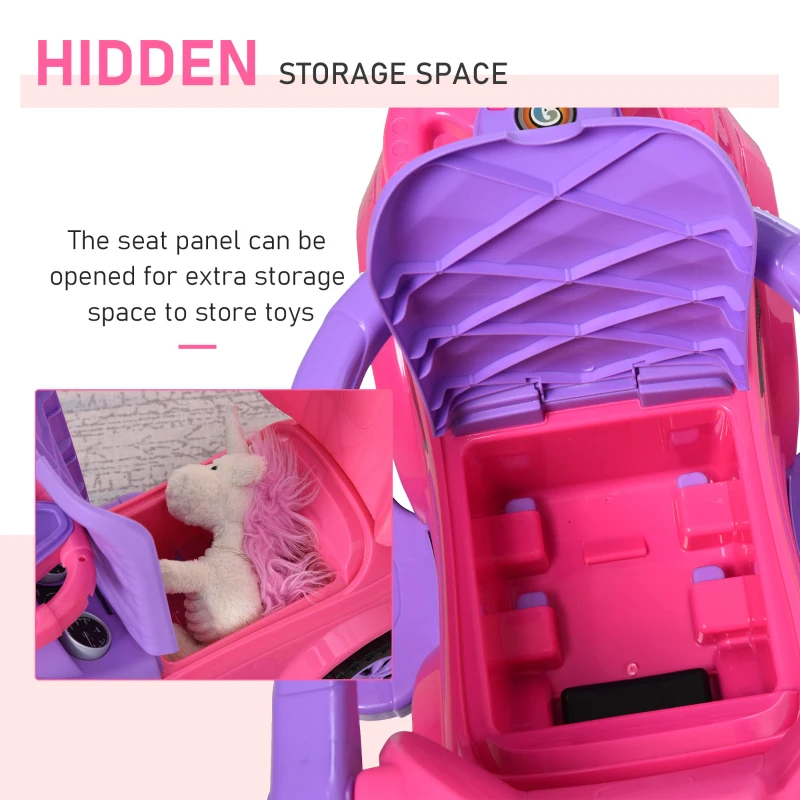 Aosom 2 in 1 Kid Ride on Push Car Sliding Car, Ride on Toy for Boy Girl Toddlers 1-3 Years Old, with Horn Music Light Function Secure Bar, Pink