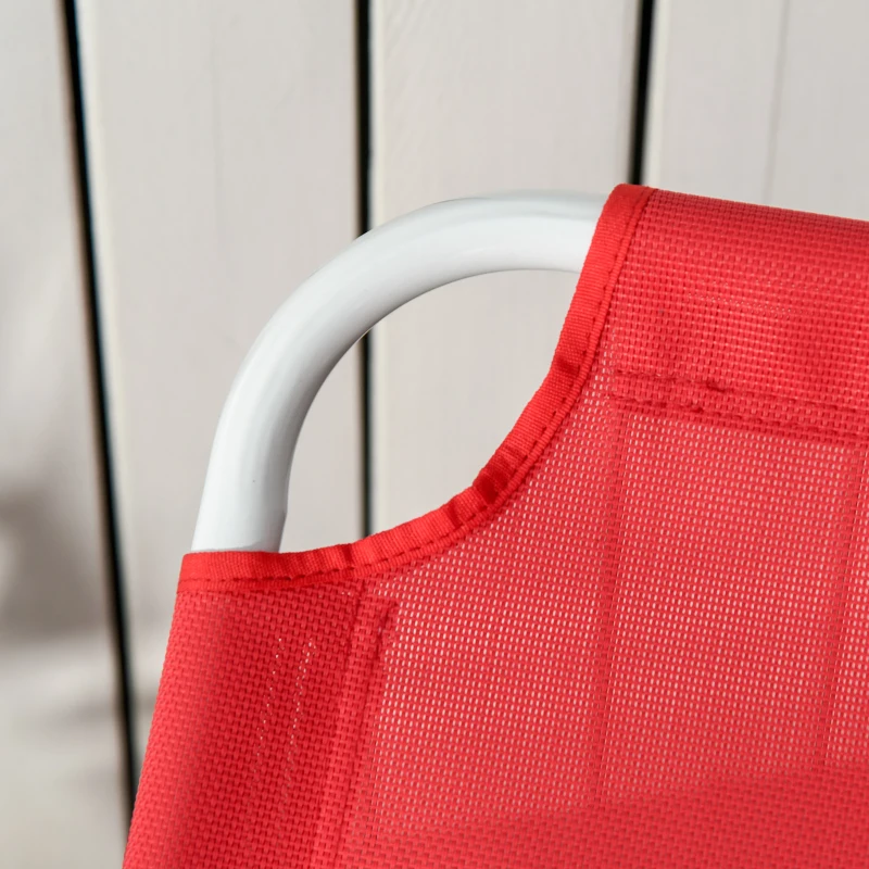 Outsunny Outdoor Sun Lounger, Folding Chaise Lounge with 4-level Adjustable Backrest, Red