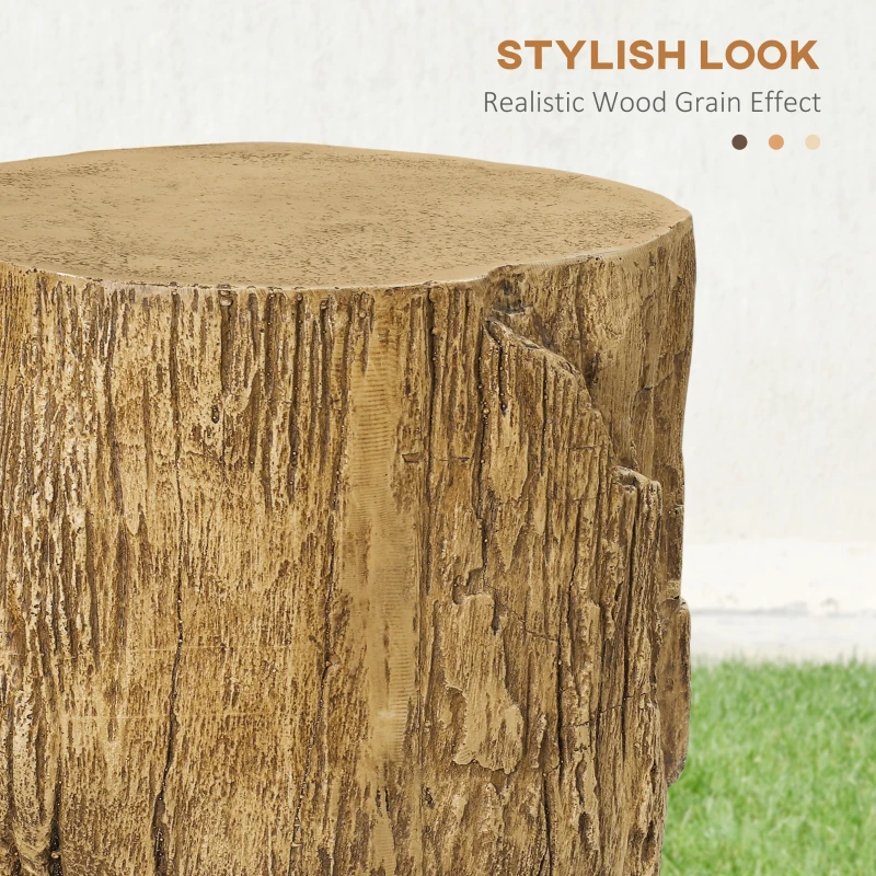 HOMCOM Concrete Finish Side Table, Lightweight Accent Table, 17" Patio Tree Stump End Table with 4 Adjustable Feet for Indoor, Outdoor, Natural Brown