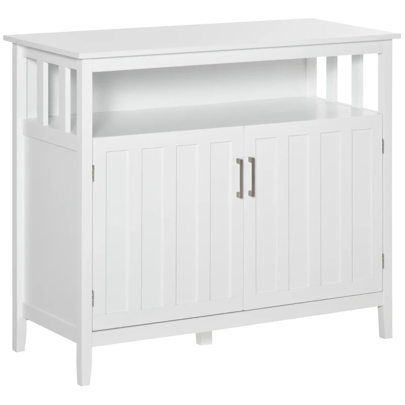 HOMCOM Sideboard Buffet Server Storage Cabinet Console Table with 2 Doors and Adjustable Shelves for Kitchen & Dining Room, White