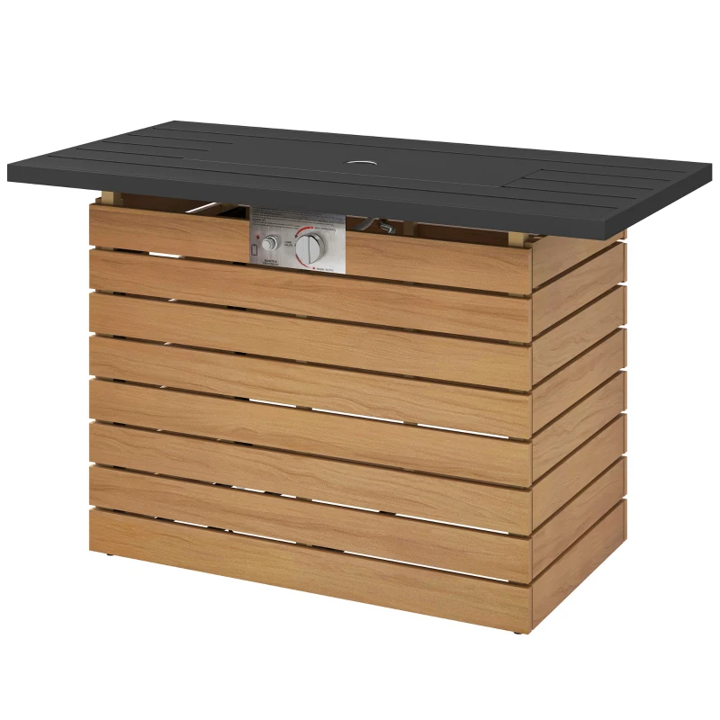 Outsunny 43" Propane Fire Pit Table 50,000 BTU Outdoor Gas Fire Table with Glass Wind Guard, Waterproof Cover