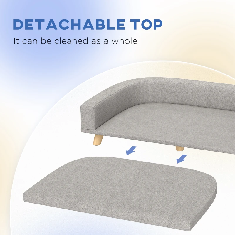 PawHut Dog Sofa for Large Dogs with Washable Cover, Anti-slip Foot Pads, Grey