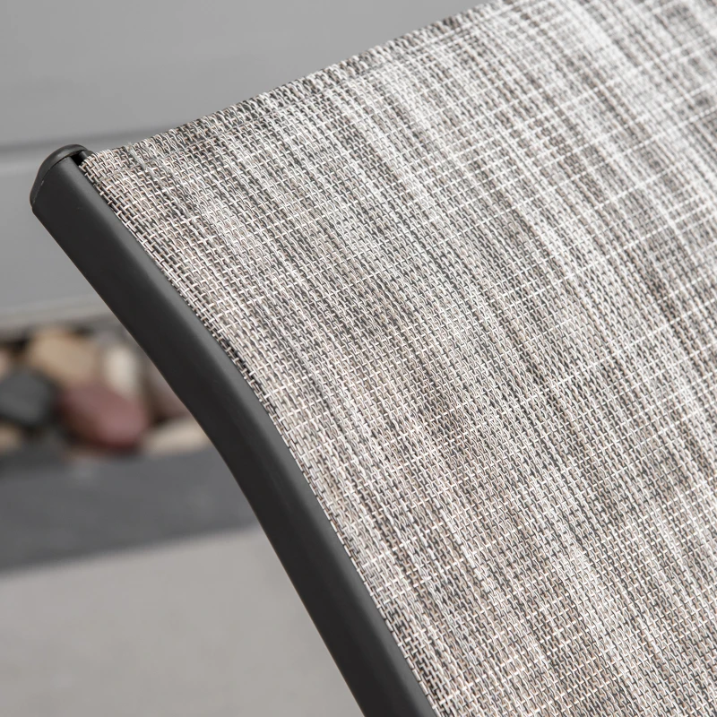 Outsunny Outdoor Lounge Chair with Armrest, Folding Tanning Chair for Beach, Poolside and Patio, Grey