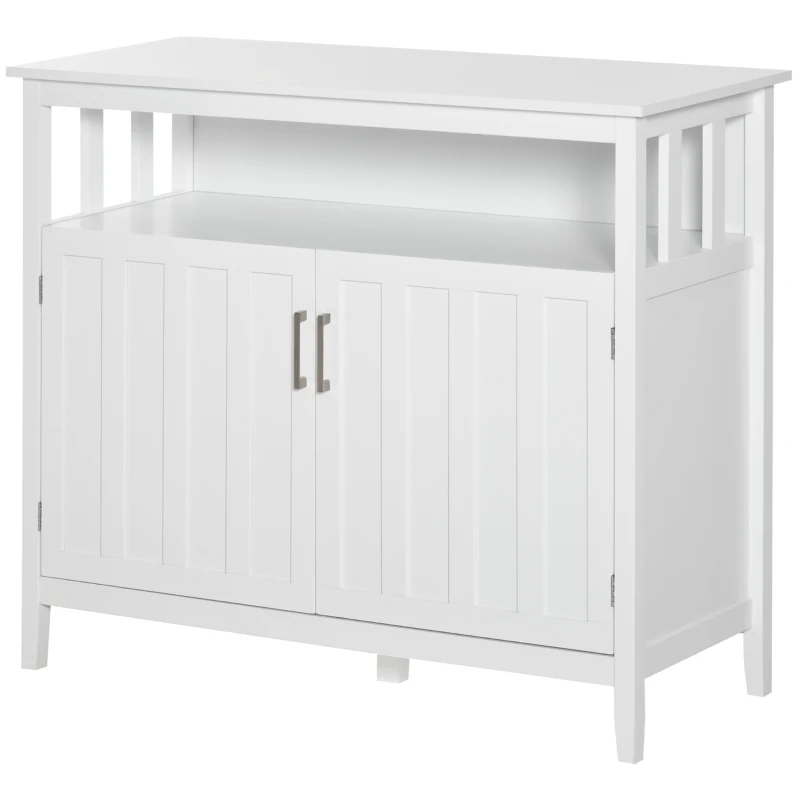 HOMCOM Sideboard Buffet Server Storage Cabinet Console Table with 2 Doors and Adjustable Shelves for Kitchen & Dining Room, White