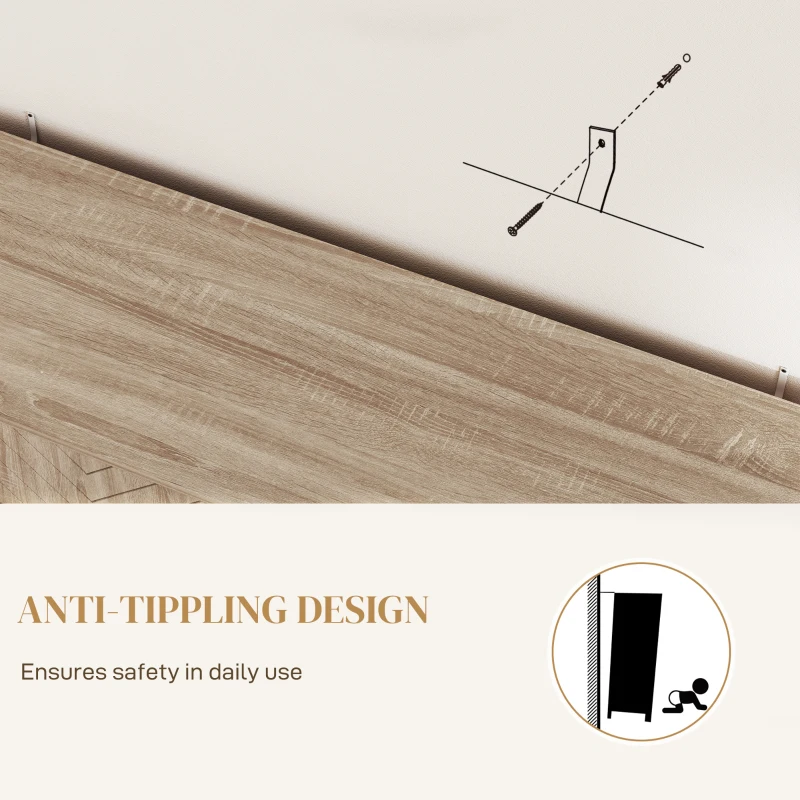 HOMCOM Sideboard Buffet Cabinet with 2 Adjustable Shelves and Steel Base, TV Stand, Coffee Bar Cabinet for Living Room, Oak