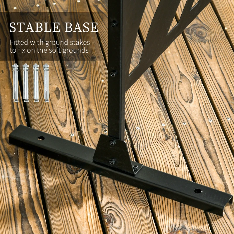 Outsunny Freestanding Outdoor Privacy Screen, Decorative Metal Outdoor Divider with Stand for Garden, Backyard, Deck, Pool, Black