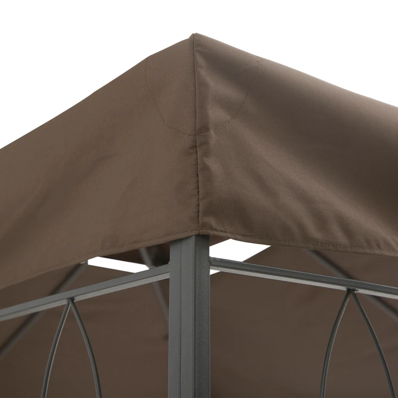 Outsunny 13' x 10' Gazebo Replacement Canopy, 2 Tier Top Roof Garden Pavilion UV Cover, Brown (TOP ONLY)