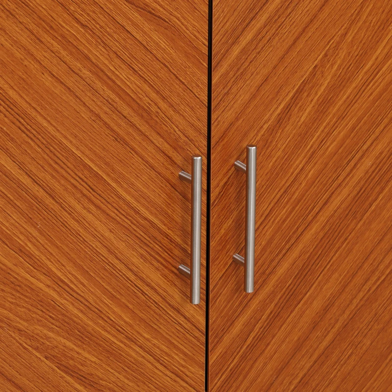 HOMCOM Kitchen Sideboard Buffet Cabinet with Adjustable Shelf, Metal Base, White, Brown