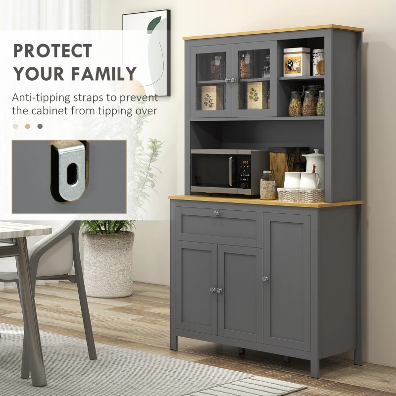 HOMCOM 5-Door Kitchen Pantry Cabinet, Freestanding Storage Cabinet Cupboard with Adjustable Shelves, 71"