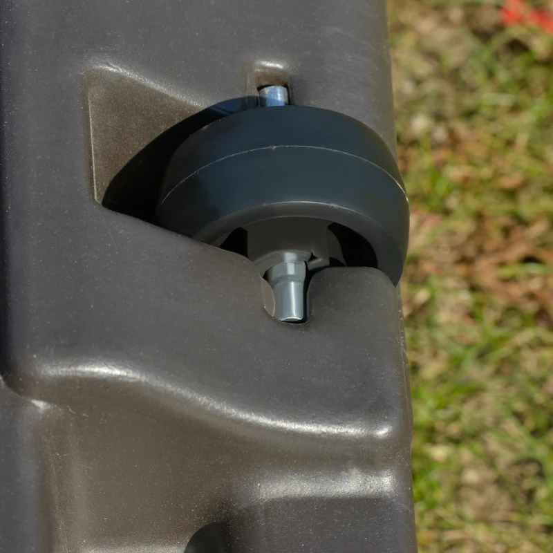 Outsunny HDPE Square Cantilever Patio Umbrella Base with Wheels Crossbar Heavy-Duty Umbrella Stand, Filled Up to 330lbs with Stand or 248lbs with Water for Deck Poolside, Coffee