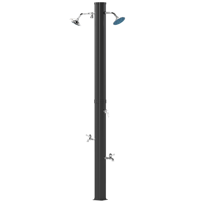 Outsunny 9.2 Gallon Slolar Heated Outdoor Shower, 7.1ft with 2 Free-Rotating Shower Heads & Foot Showers for Poolside Beach Spa
