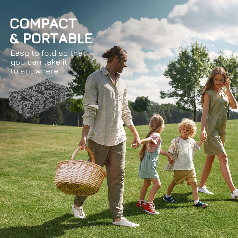 Outsunny Reversible Outdoor RV Rug, Patio Floor Mat, 6' x 9' Plastic Straw Rug for Backyard, Deck, Beach, Camping, Black & Grey