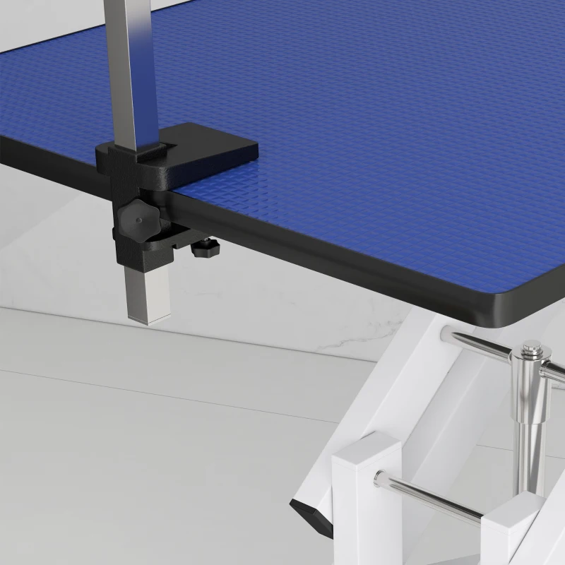 PawHut Pet Grooming Table, Height Adjustable Dog Grooming Table with Arm, Noose and Non-Slip Grooming Table, Blue