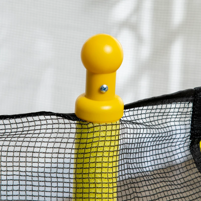 Qaba 4.6ft Kids Trampoline with Basketball Hoop, Horizontal Bar with Net for Children Ages 3-10, Yellow