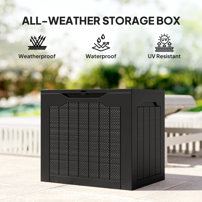 Outsunny 28 Gallon Deck Box, Resin Outdoor Storage Box with Handles, Waterproof and UV Resistant Storage Container