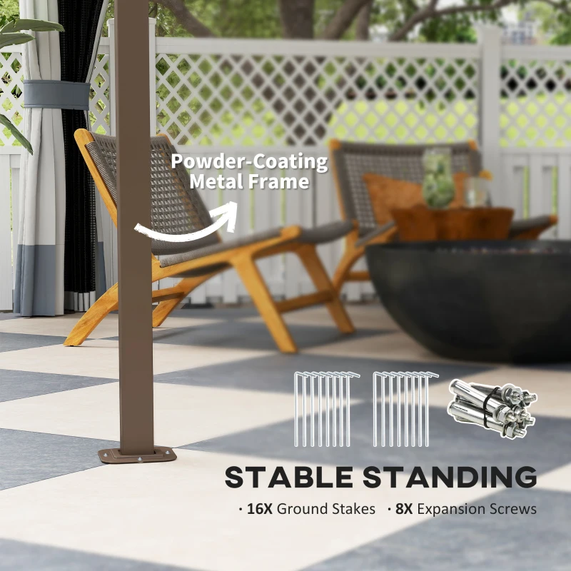 Outsunny 10' x 12' Double Roof Patio Gazebo Canopy, Outdoor Gazebo Shelter with Netting & Curtains, for Garden, Lawn and Deck