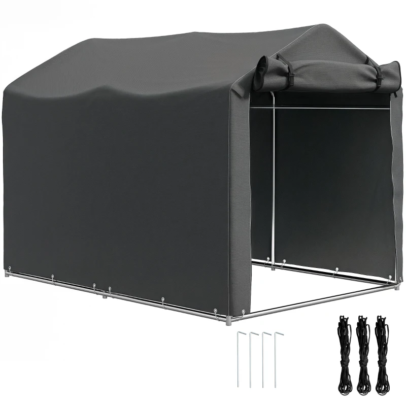 Outsunny Outdoor Storage Shed, UV Resistant Bike Tent with Roll-up Zipper Door, Portable Shed for Bike, Motorcycle, Dark Grey