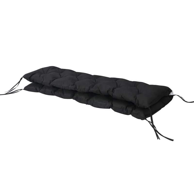 Outsunny 59" x 38" Tufted Bench Cushion for Outdoor Furniture, 3-Seater Replacement for Swing Chair, Patio Sofa/Couch, Black