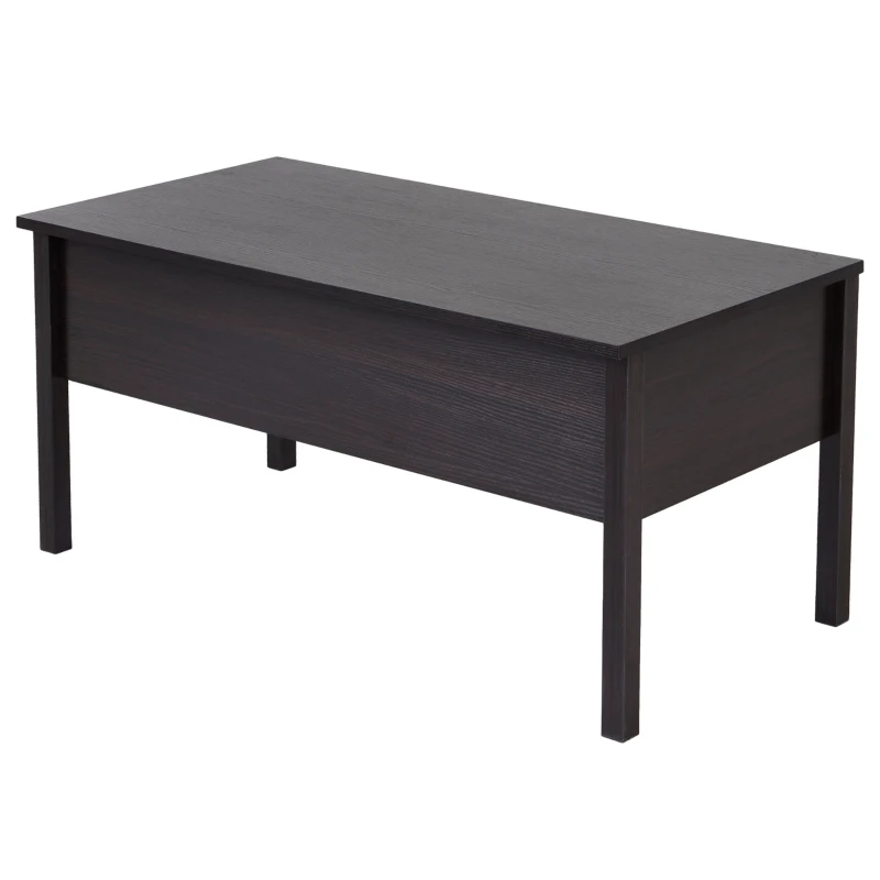 HOMCOM 39" Modern Lift Top Coffee Table Desk With Hidden Storage Compartment for Living Room, Coffee Brown Woodgrain