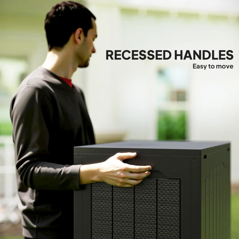 Outsunny 28 Gallon Deck Box, Resin Outdoor Storage Box with Handles, Waterproof and UV Resistant Storage Container