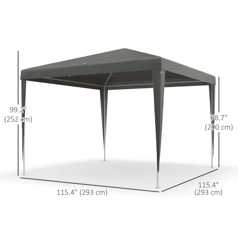 Outsunny 10x10ft Party Tent Portable Gazebo, Folding Garden Canopy Event Shelter Outdoor Sunshade Grey