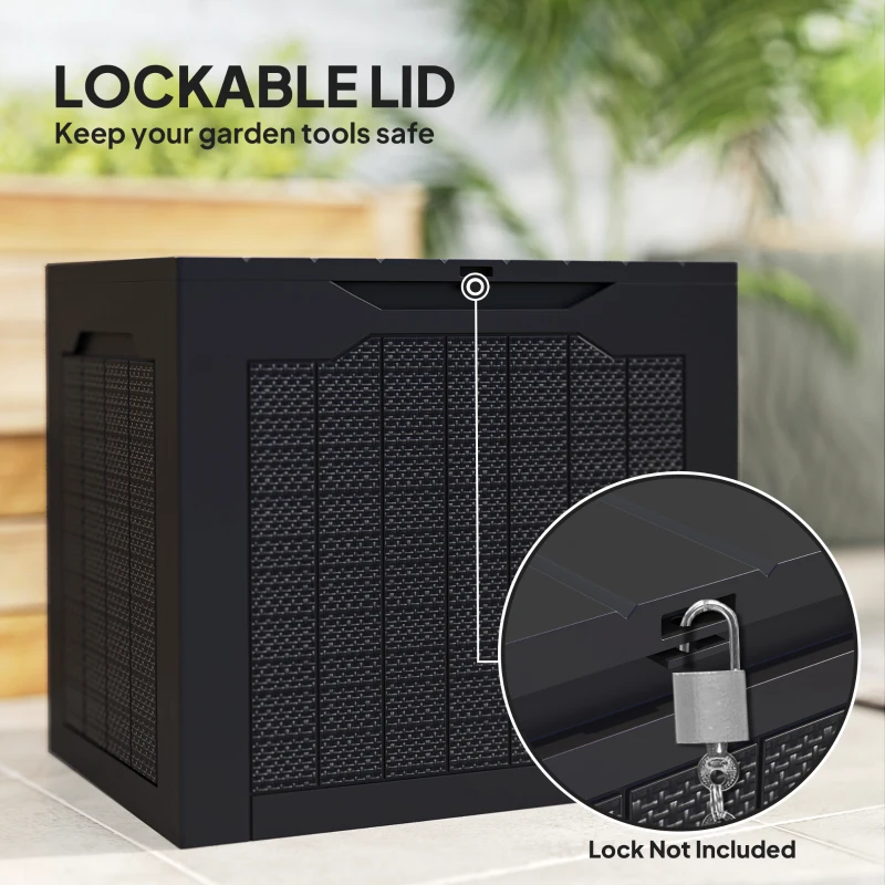 Outsunny 28 Gallon Deck Box, Resin Outdoor Storage Box with Handles, Waterproof and UV Resistant Storage Container