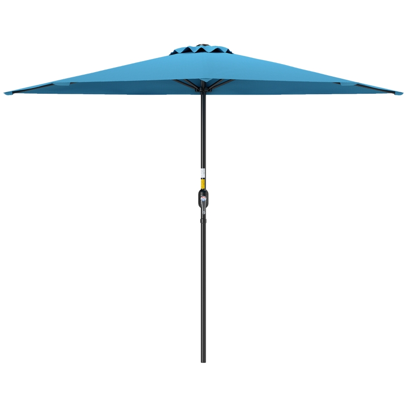 Outsunny 9ft Half Round Umbrella Outdoor Patio Garden Balcony Parasol Window Sun Shade w/ 5 Ribs, Light Blue