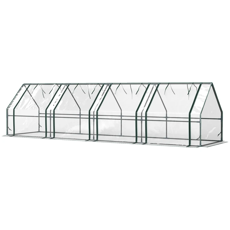 Outsunny Portable Mini Greenhouse Tunnel Growing Tent Plants Flower Warm House w/ Zippered Roll-up Doors, Clear