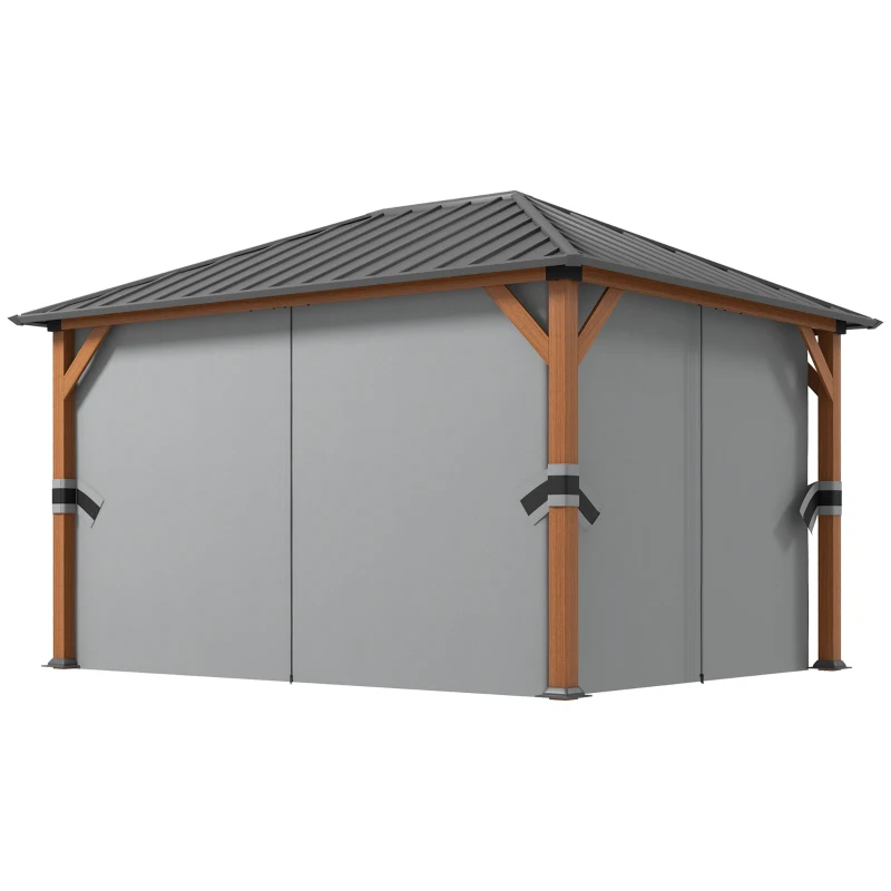 Outsunny 13' x 10' Hardtop Gazebo with Netting Sidewalls and Curtains, Galvanized Steel Outdoor Gazebo Canopy for Garden