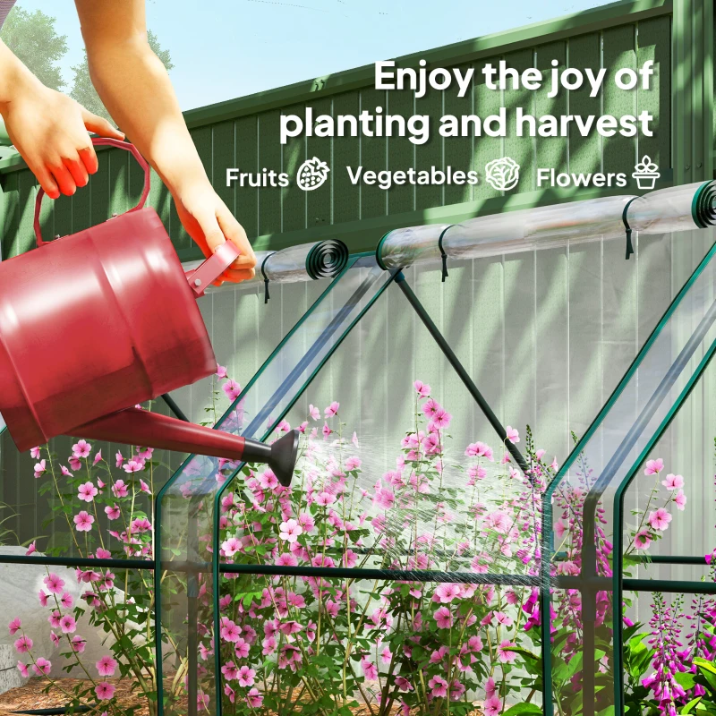 Outsunny Portable Mini Greenhouse Tunnel Growing Tent Plants Flower Warm House w/ Zippered Roll-up Doors, Clear